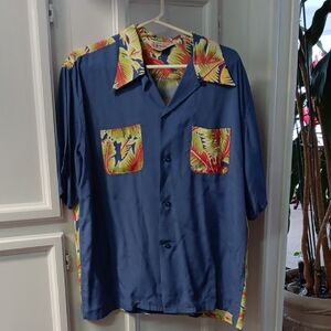 Vintage Artvogue In California Men's Blue Short-Sleeve Hawaiian  Shirt